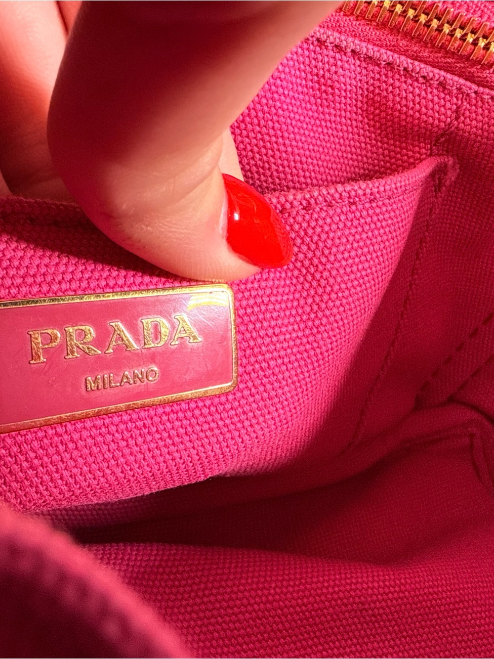 Prada Canapa Pink Canvas Tote Bag - Picture 6 of 7